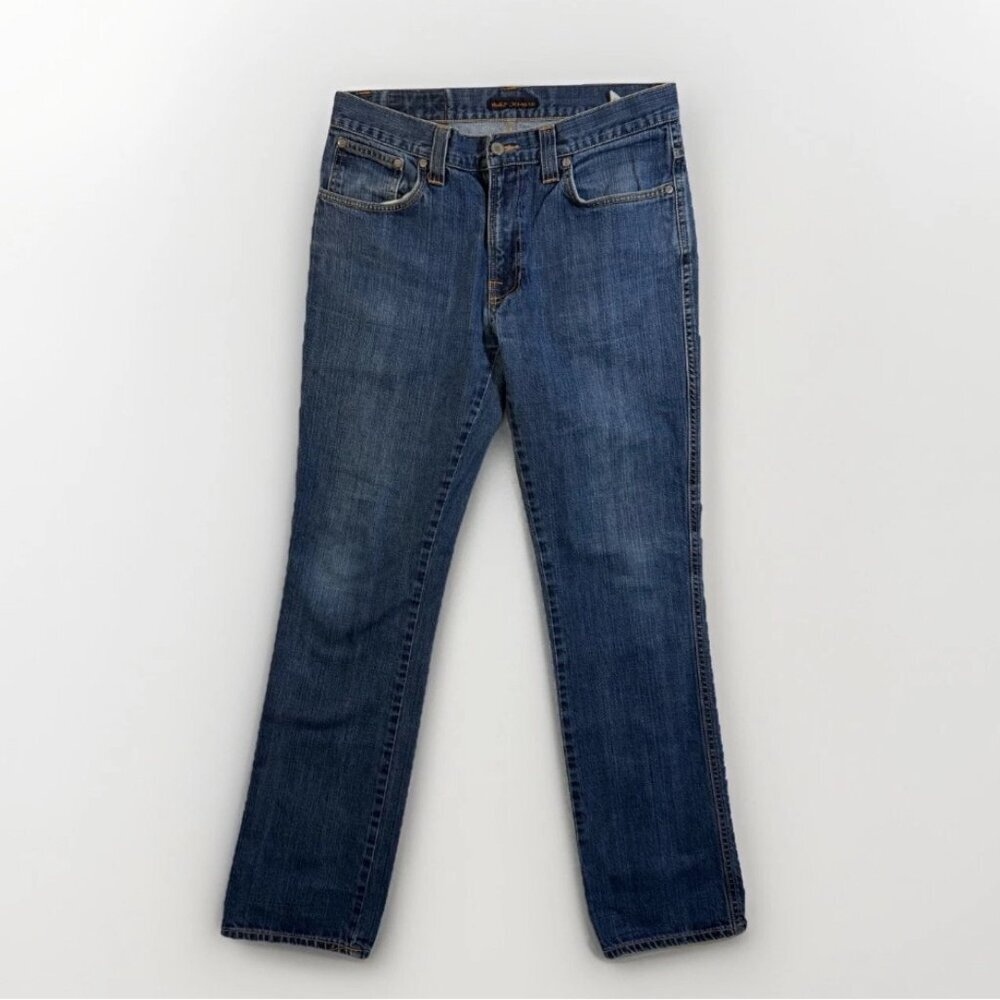 Nudie Jeans Low Slim Jim Dry Denim 33x32 (Tag 34x34) Organic Cotton Straight Leg